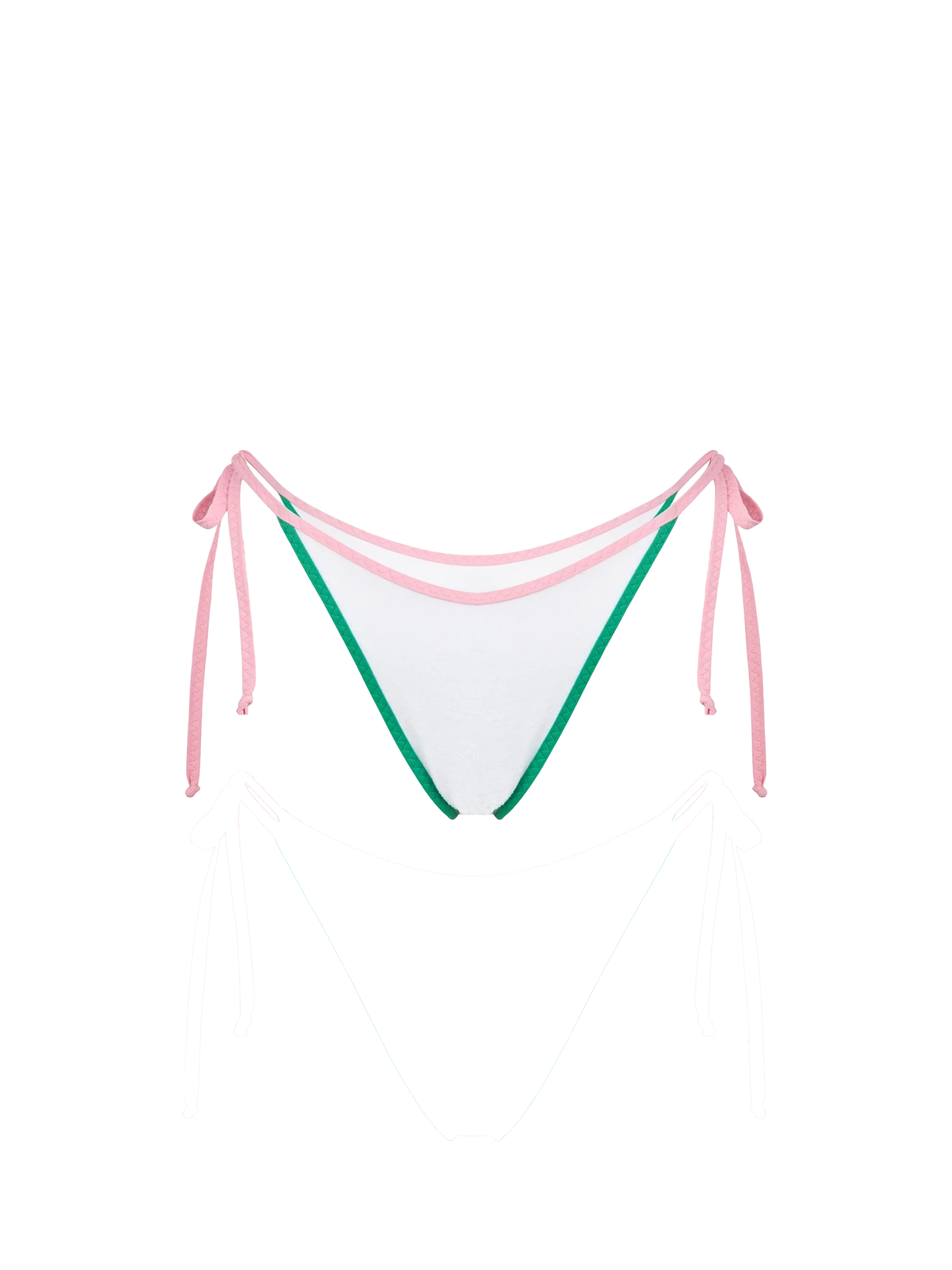 White terry Marielle string swim briefs with piping