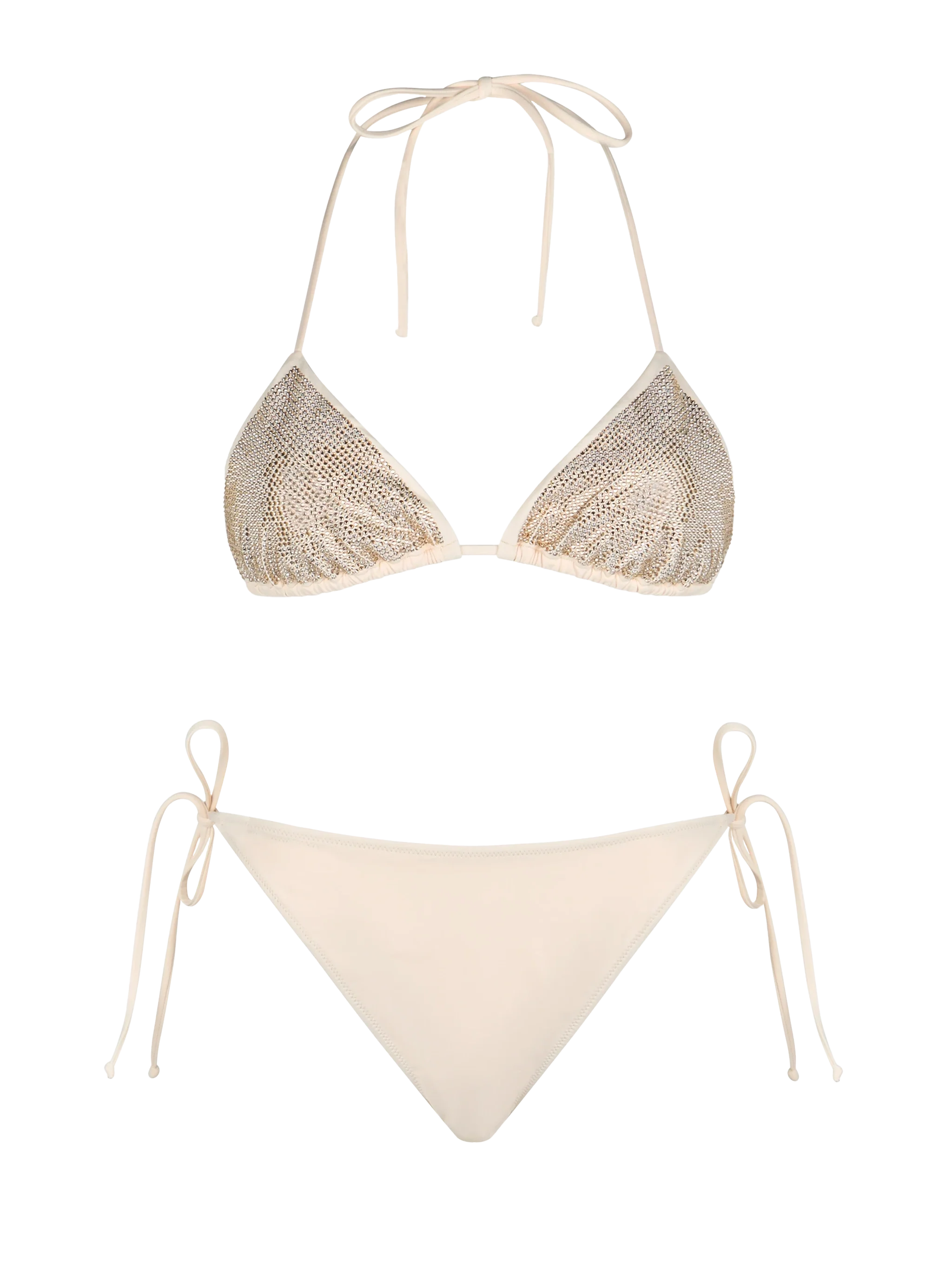 Annabelle Virgo beige rhinestone triangle bikini