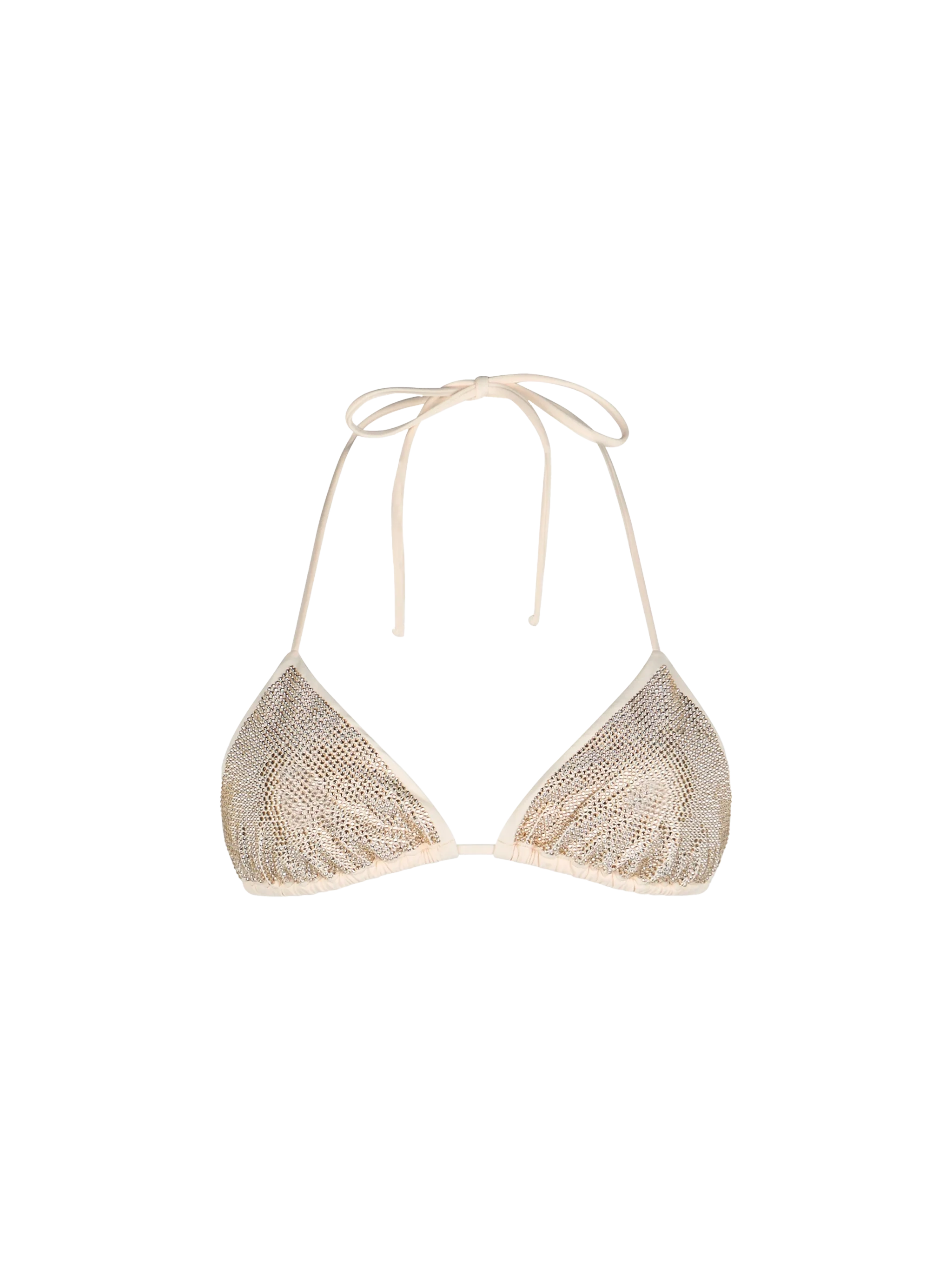 Nude Annabelle triangle bikini top with rhinestones