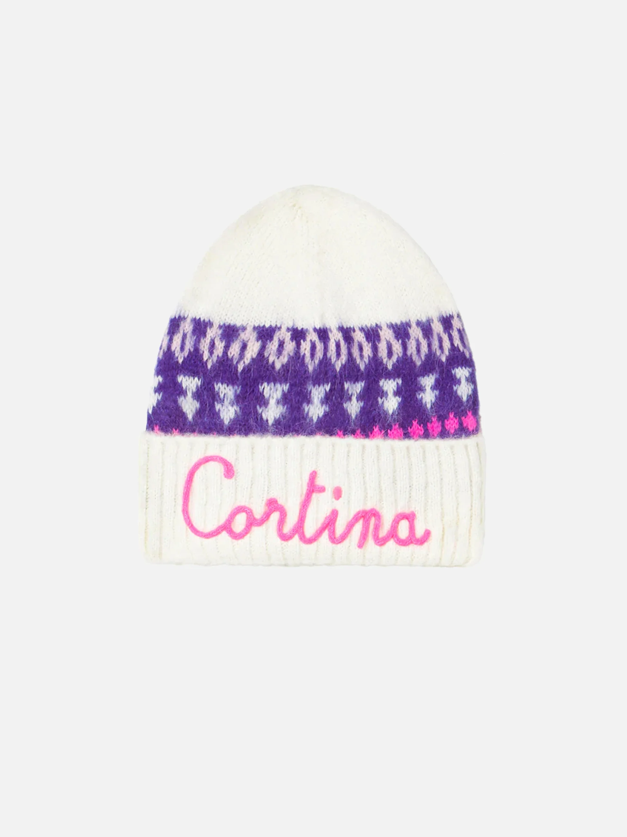 White jacquard Wengen Nordic beanie