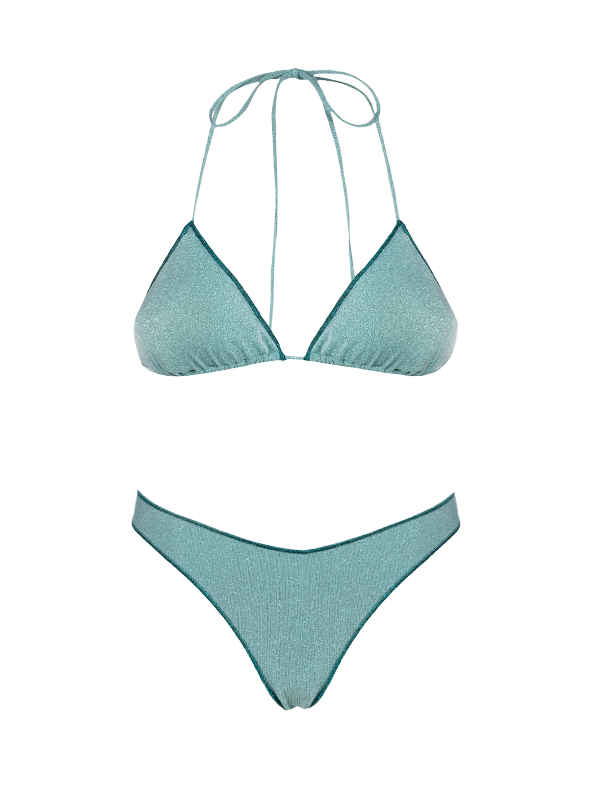 Leah Naomi water green lurex triangle bikini