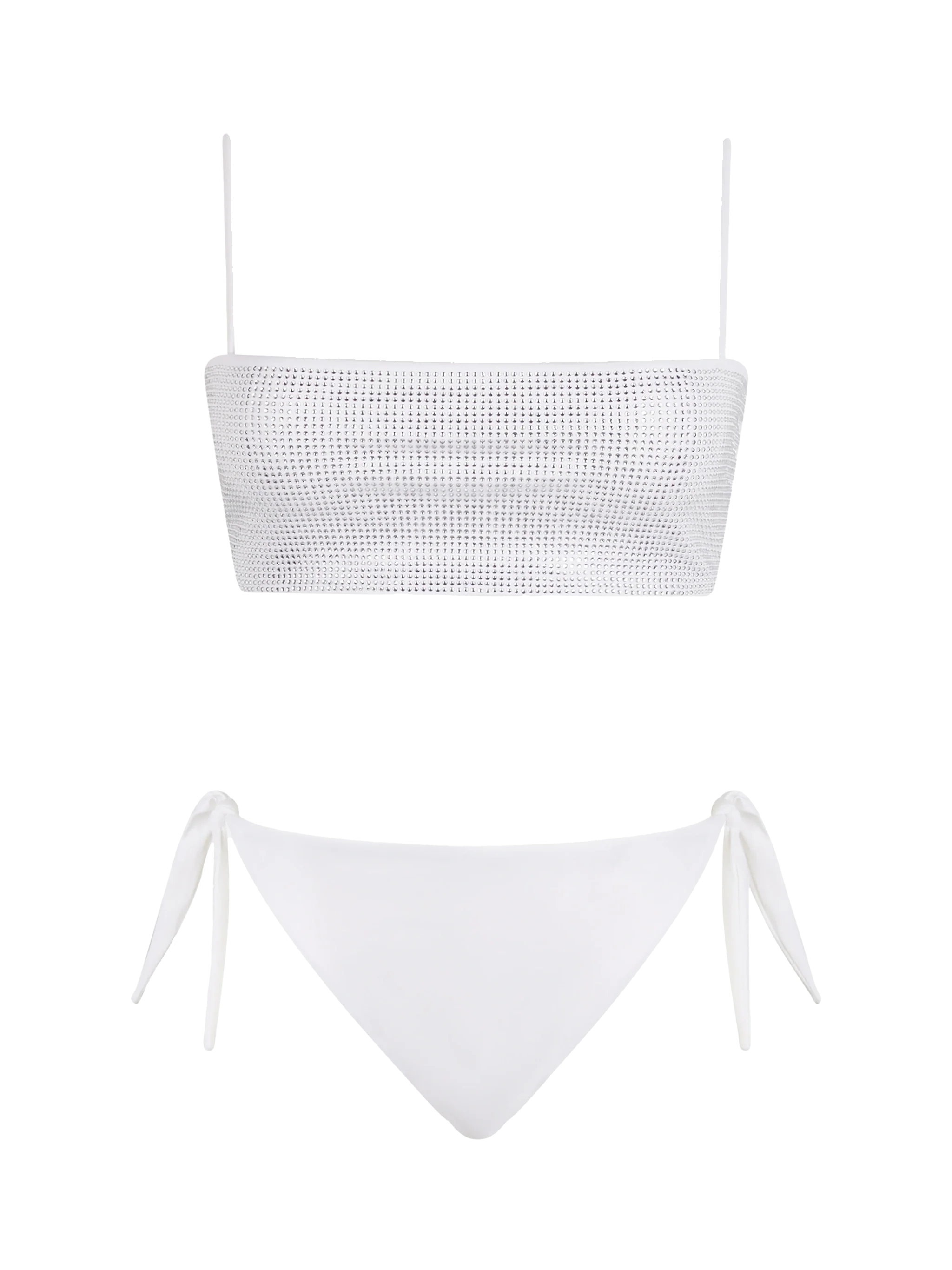 Athena Yali white bandeau bikini with rhinestones