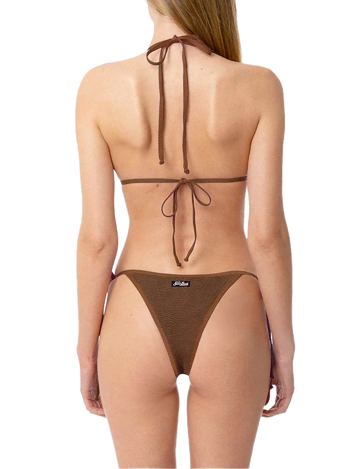Leah Norah brown crinkle triangle bikini with piping - Image 3