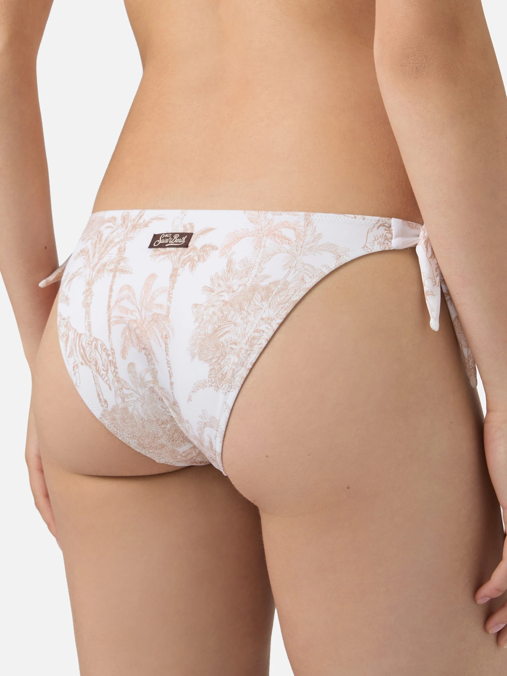 Yali classic bikini bottoms with beige toile de jouy print - Image 2