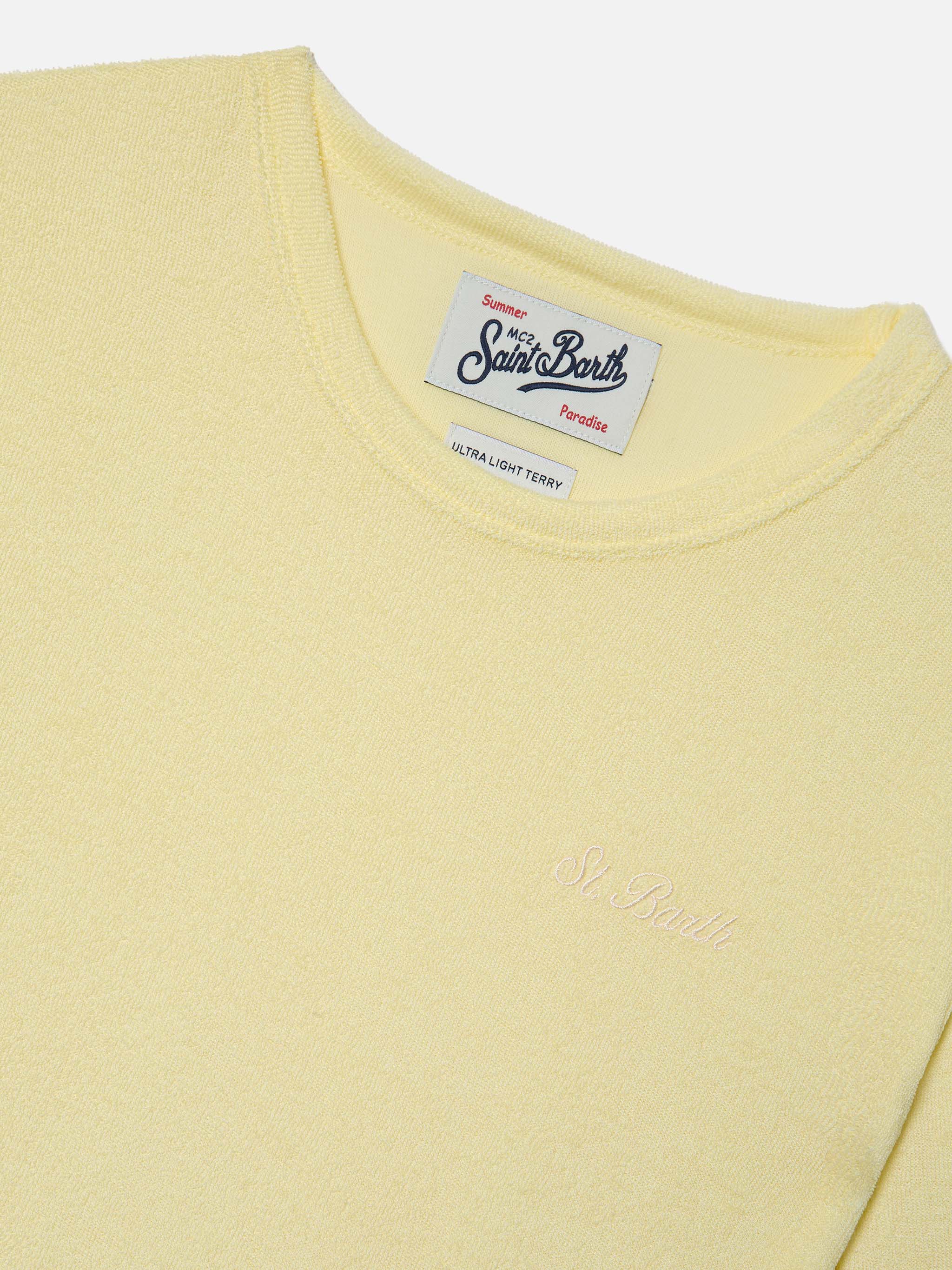 Yellow Gary Jr t-shirt in terry-effect fabric with embroidered logo - Image 3