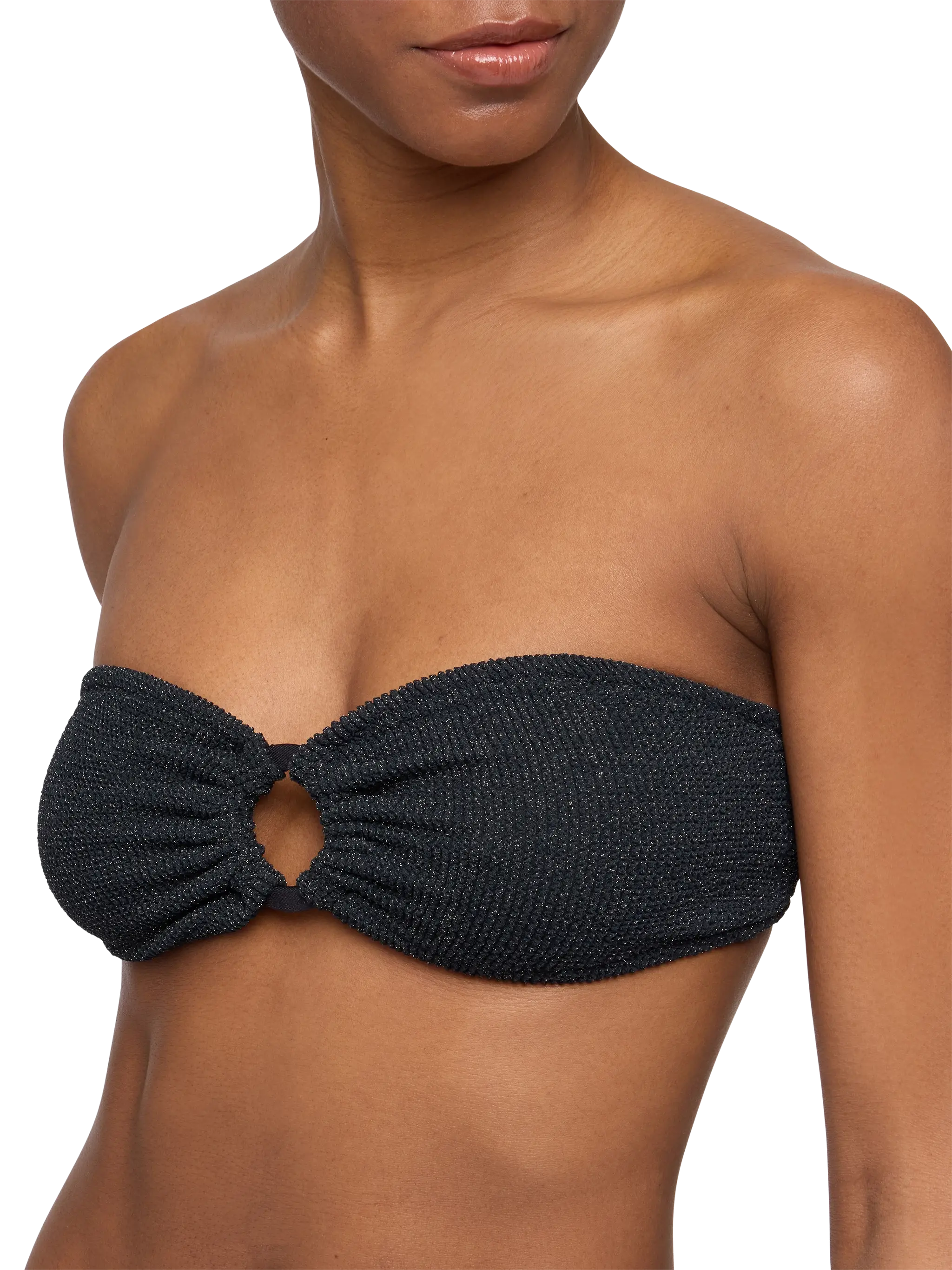 Yulia black lurex crinkle bandeau top - Image 3